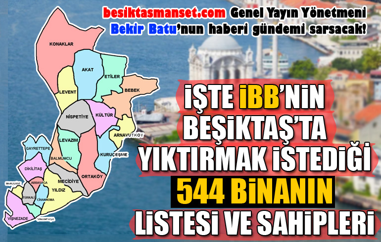 İşte Beşiktaş’ta yıkım kararı verilen 544 binanın adresleri ve sahipleri!